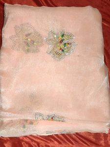 Elegant Peach Saree