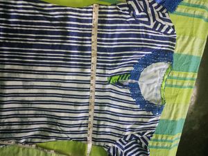 *Price Dropped*- -Blue White Long Silk Kurta