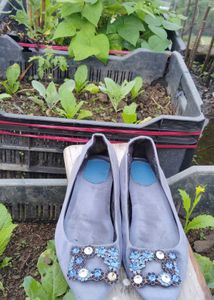 Jeweled Blue Flats