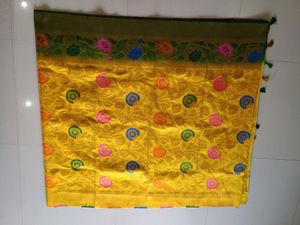 Beautiful Yello And Green Colour Saree