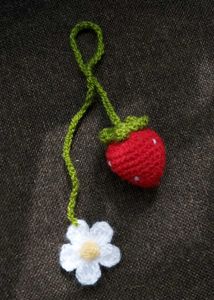 Crochet Strawberry 🍓 Flower Bag Charm