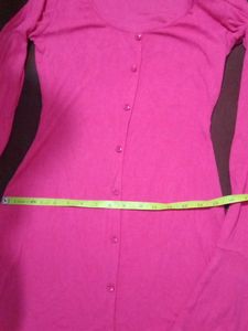 Hot Pink Long Sleeve Button Down Top