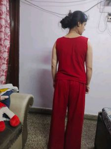 Red Kurta Palazzo Set with Shrug
