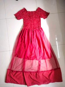 Polka Dot Retro Net In Middle Maxi Dress For Women