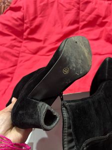 Black Velvet Ankle Boots