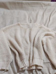 Cream Knit Cropped Sweater