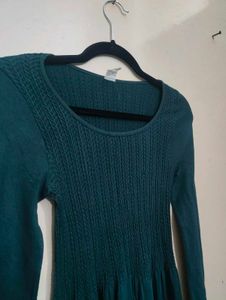 Elegant Green Knit Midi Dress