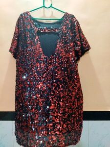 Red And Black Sparkling One Piece Dress🦋