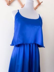 Azure Blue Satin Dress