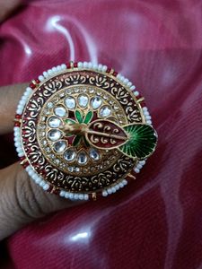 Kundan Peacock Ring