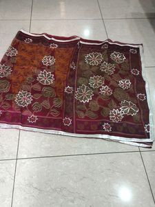 Maroon Colour Cotton , Gota Patti Work Saree