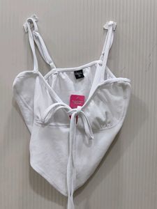 Cute White Tie-Front Tank Top