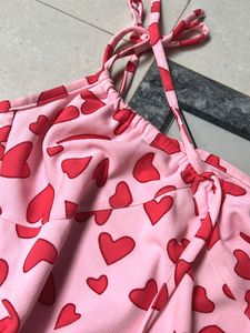 Pink Heart Print Maxi Dress