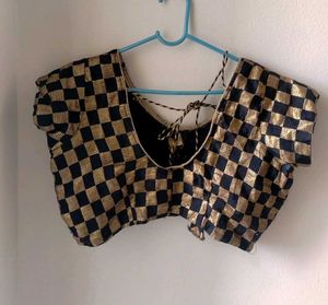 Checkered Black And Golden Blouse