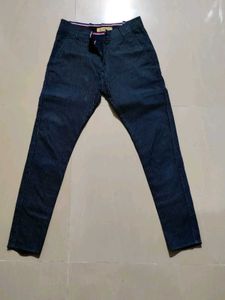 Cord Brand Stripes Black Cotton Trousers