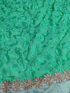 Pista Green Colour Embroidery Work Saree