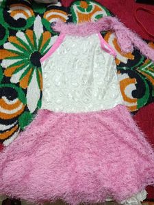 Pink Fuzzy Skirt Set