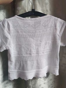 Crochet Knit Button-Up Top