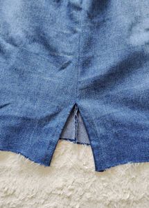 Denim Pencil Skirt with Elastic Waist