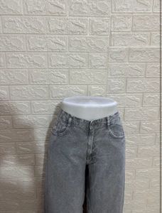Grey Wide Leg Jeans