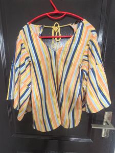 Striped Flared Sleeve Top