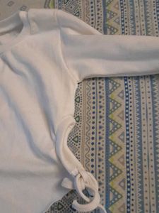 White Crop Top With Side Tie-ups