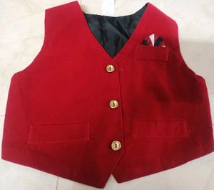 Boy Silk Kurta-Dhoti-Velvet Kotti Set For Festival