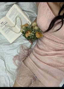 Pink Lace Midi Dress