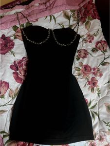 Newme Little Black Dress With Chain Detail