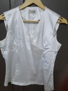 White Satin Crop Top