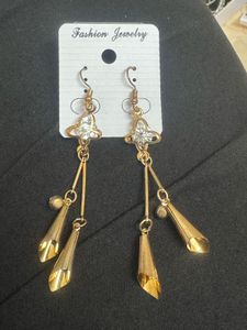 Fashionable Gold Dangle Earrings