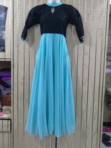 Sky Blue And Black Gown