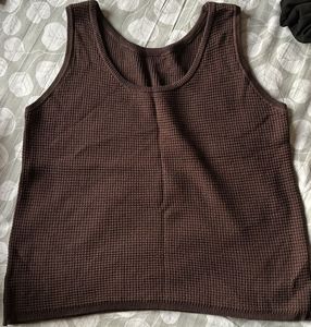 Brown Sleeveless Knit Tank Top
