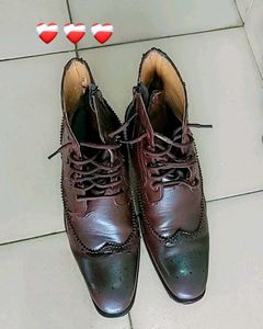 Leather Wingtip Ankle Boots
