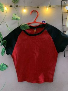 Red & Black Crop Top