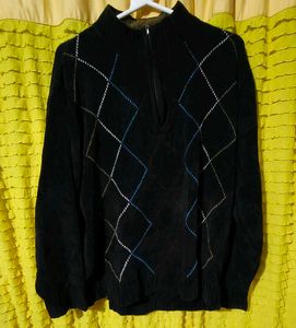 Argyle Patterned Quarter-Zip Pullover