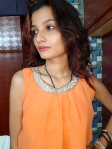 Women Sequin Work Party Wear Orange Top