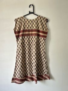 Pure Cotton Print Beige Kurta