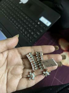 Floral Drop Earrings with Rhinestones