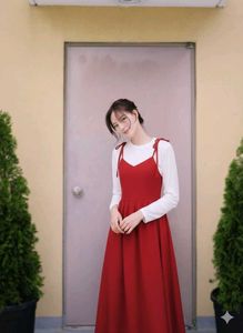 🇰🇷Pinteresty Red dress with white inner top 🍓