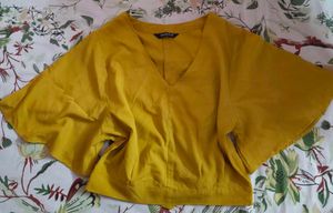 Mustard Top with Batwing Sleeves