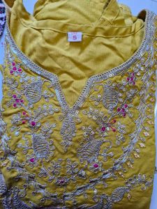 Mustard Yellow Straight Kurti Pant And Dupatta Set