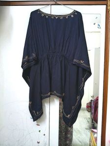 Blue Colour Kashmiri Embroidered Kaftan Top