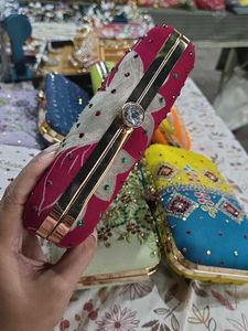 Rose Embroidery Hand Clutch With Sling