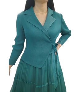 Teal Pleated Blazer Dress