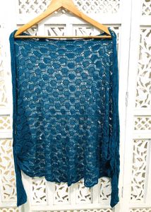 Teal Crochet Shrug A