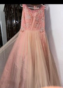 Peach Embellished Tulle Dress