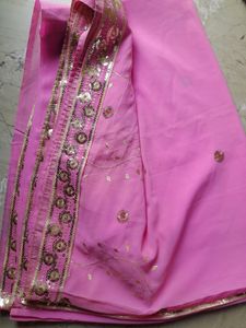 Beautiful Pink Full Stone Embroidery Saree