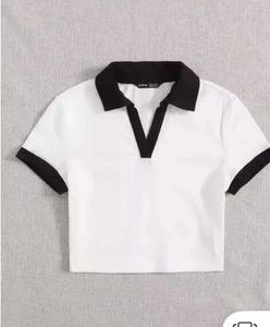White & Black Polo Top