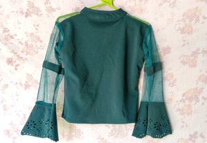 Green Sheer Sleeve Top